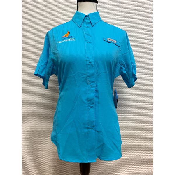 Women's Size XS Tamiami II Turquoise Blue Short Sleeve Shirt