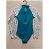 Image 2 : Women's Size 10 GSEA7227 Teal Long-Sleeve One-Piece Rash Guard Swimsuit UPF 54