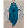 Image 2 : Women's Size 6 GSEA7227 Teal Long-Sleeve One-Piece Rash Guard Swimsuit UPF 56