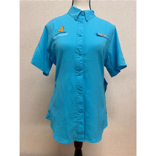 Women's Size S Tamiami II Turquoise Blue Short Sleeve Shirt