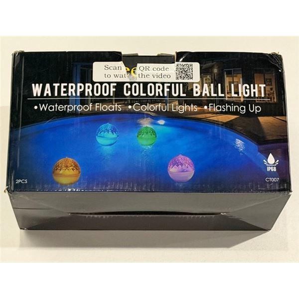 2 Piece Waterproof Colorful Floating Ball Lights. New