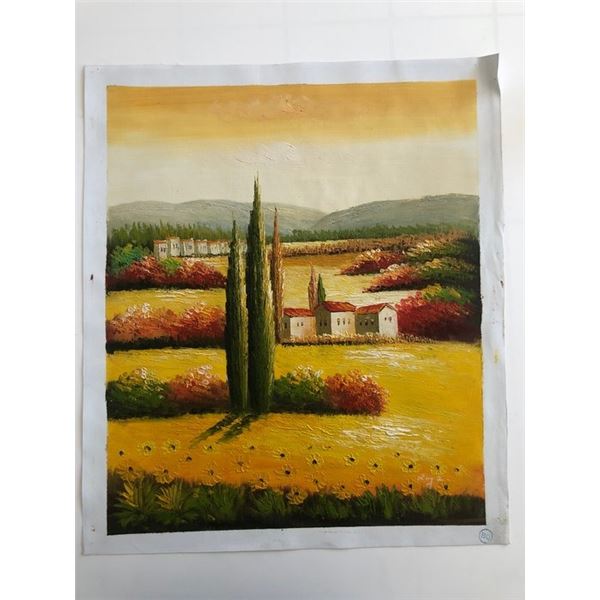 Tuscan Village in Summer Landscape original painting on canvas