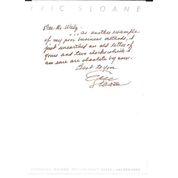 Eric Sloan handwritten signed letter