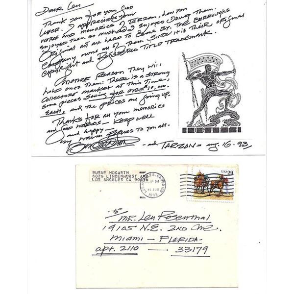Tarzan Newspaper Cartoonist Burne Hogarth signed letter