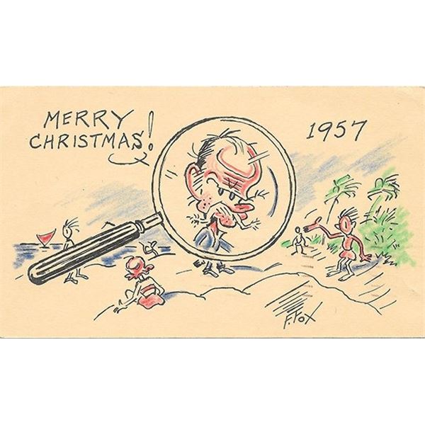 Toonerville Folks Cartoonist Fontaine Fox signed postcard drawing
