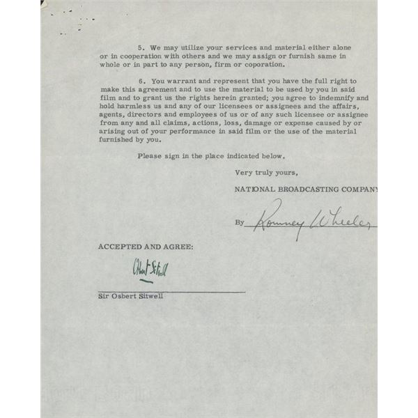 Author Sir Osbert Sitwell signed film contract