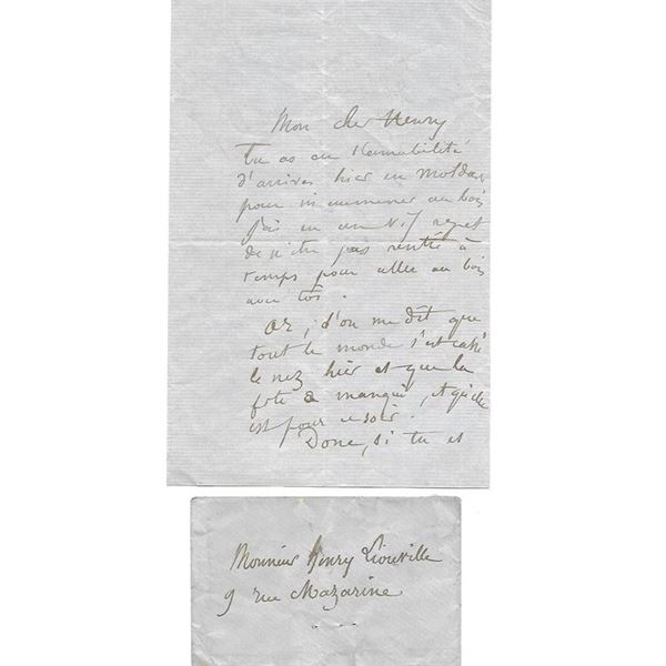 Paul Gustavo Dore handwritten signed Letter