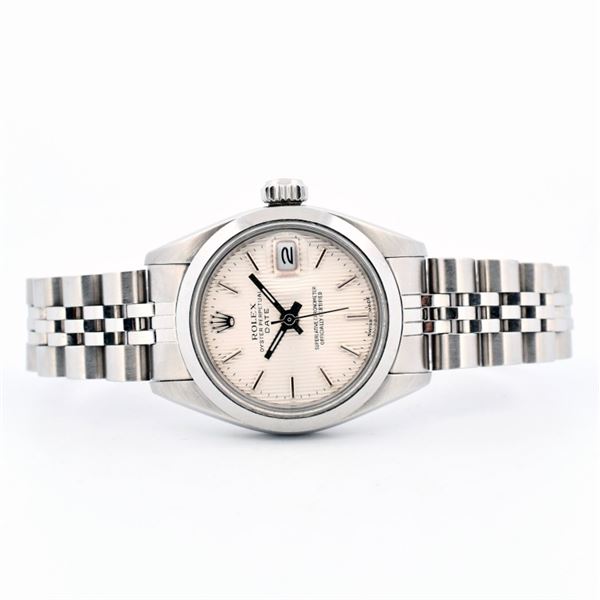 Rolex DateJust SS White Tapestry Index 26 Wristwat
