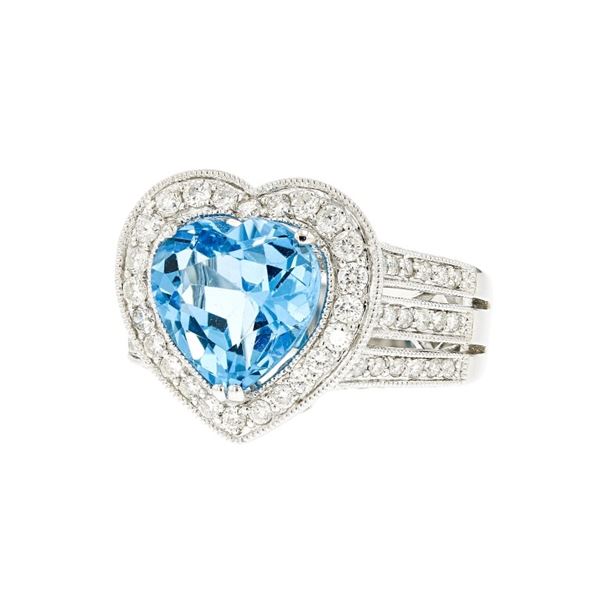 18K Gold 2.95ctw Topaz & 1.15ctw Diamond Ring