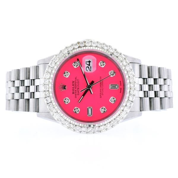 Rolex DateJust SS Hot Pink 2.00ct Diamond 36 Wrist