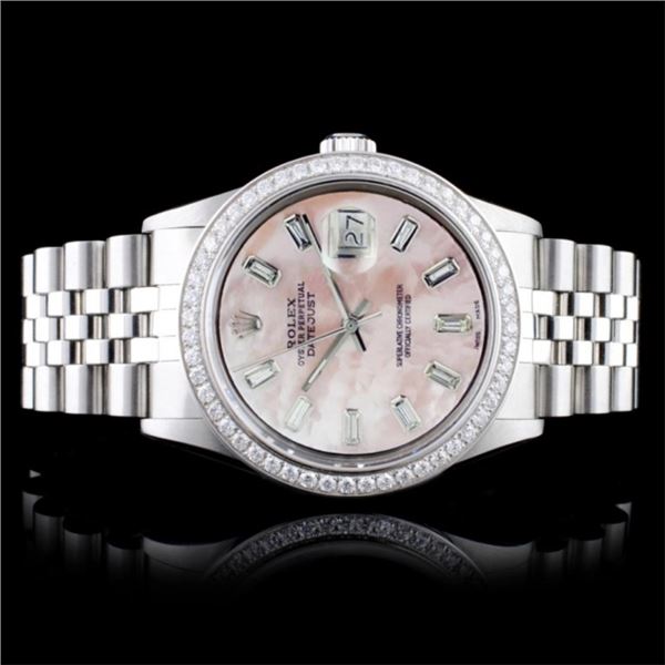 Rolex DateJust 36mm Pink MOP Diamond Watch