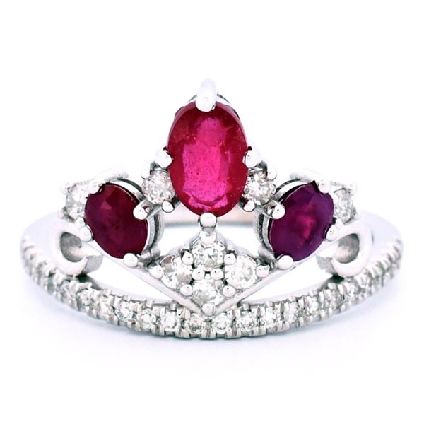 14K White Gold 2.50ct Ruby & 0.65ct Diamond Ring
