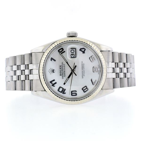 Rolex DateJust SS White MOP Arabic 36 Wristwatch