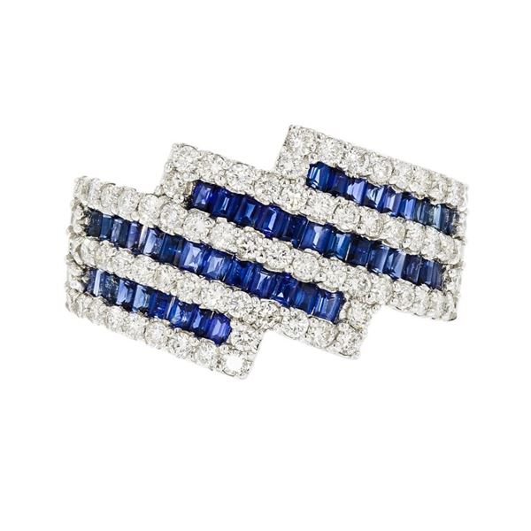 18K Gold 1.45ct Sapphire & 1.00ct Diamond Ring