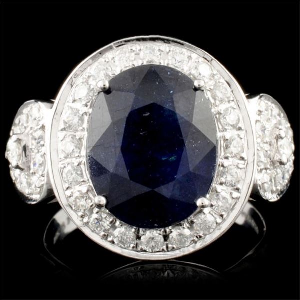14K Gold 4.70ct Sapphire & 0.75ctw Diamond Ring
