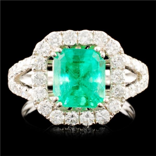 18K Gold 2.15ct Emerald & 1.25ctw Diamond Ring