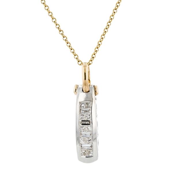 14K Two-Tone Gold 0.45ctw Diamond Drop Pendant