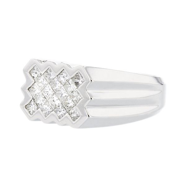 18K White Gold 1.50ctw Princess Diamond Gents Ring