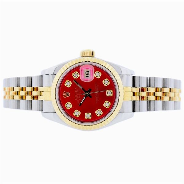 Rolex DateJust YG/SS Red Diamond 26 Wristwatch