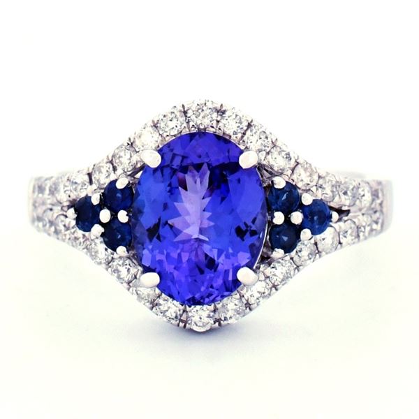 18K Gold 1.87ct Tanzanite & 0.48ct Diamond Ring