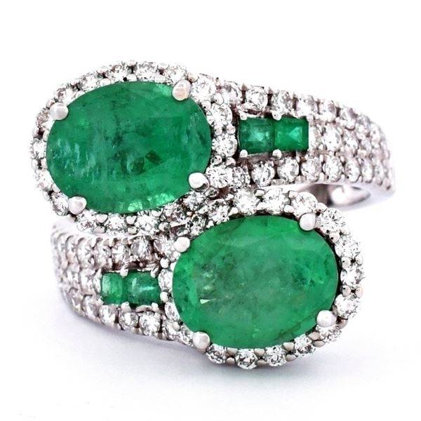 18K Gold 3.27ct Emerald & 0.96ct Diamond Ring