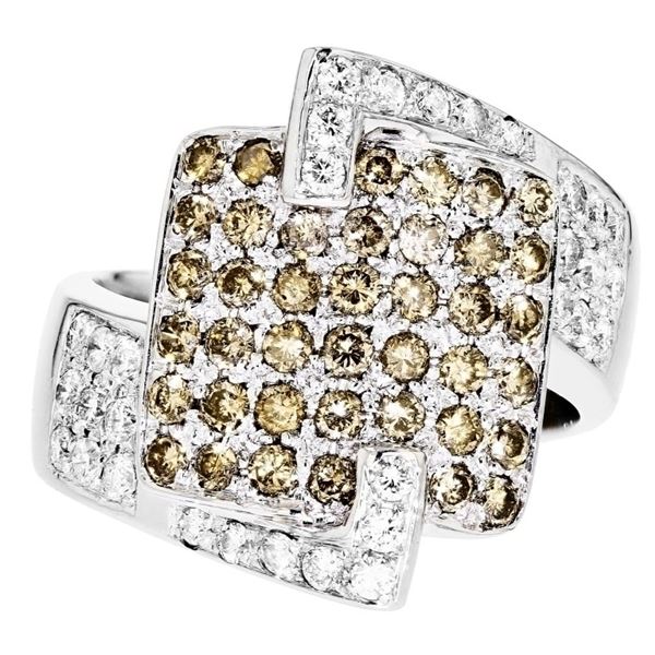 18K White Gold 1.10ctw Diamond Fancy Color Ring