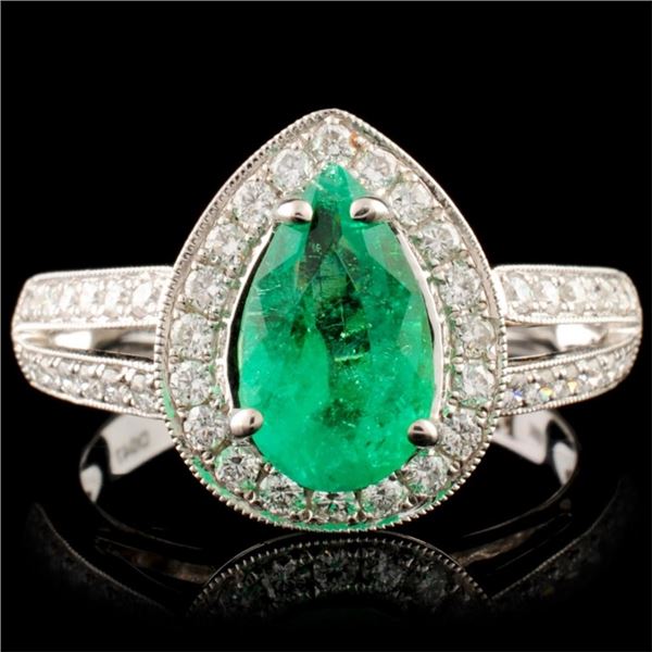 18K Gold 1.25ct Emerald & 0.45ctw Diamond Ring