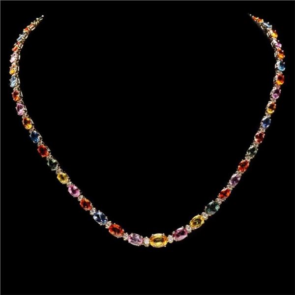 14k Gold 32.00ct Sapphire & 1.50ct Diamond Neckla