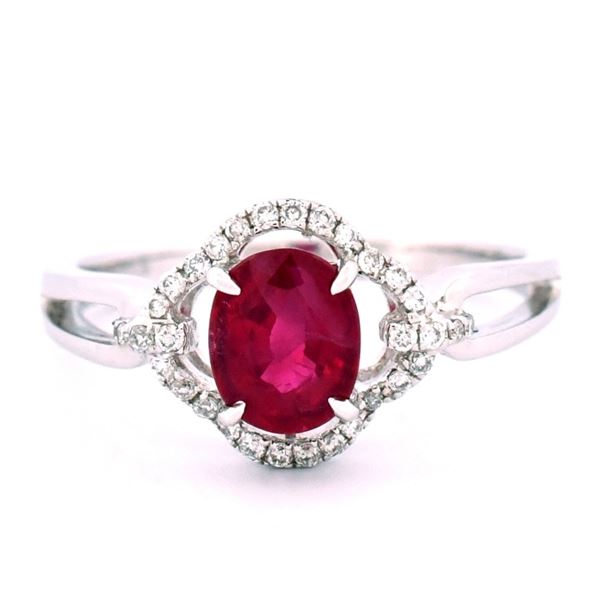18K White Gold 1.23ct Ruby & 0.12ct Diamond Ring