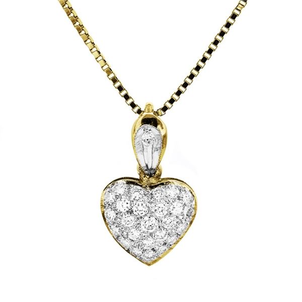 14K Yellow Gold 0.50ctw Diamond Heart Pendant