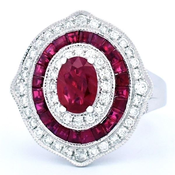 18k White Gold 2.15ct Ruby & 0.62ct Diamond Ring