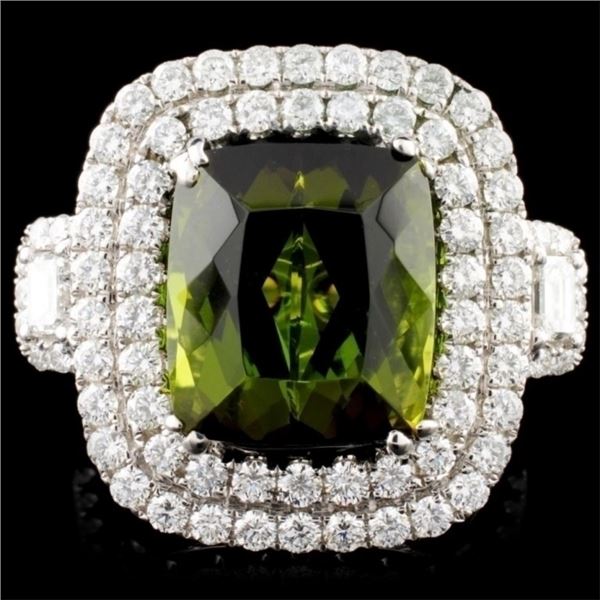 18K Gold 7.70ct Tourmaline & 1.85ctw Diamond Ring