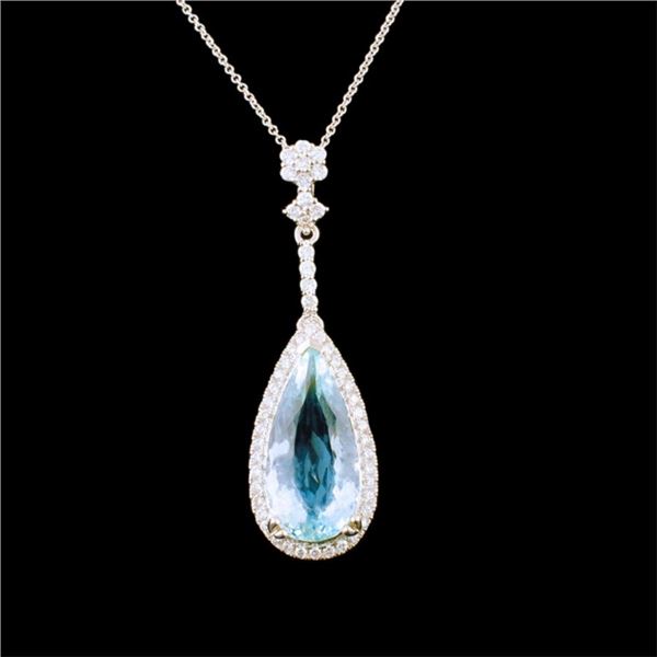 18k Gold 5.60ct Aquamarine & 0.60ctw Diamond Ring