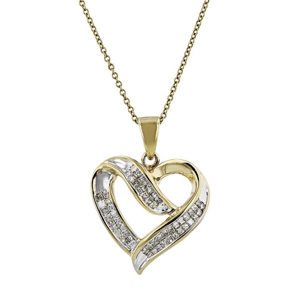 10K Yellow Gold 0.75ctw Diamond Heart Pendant