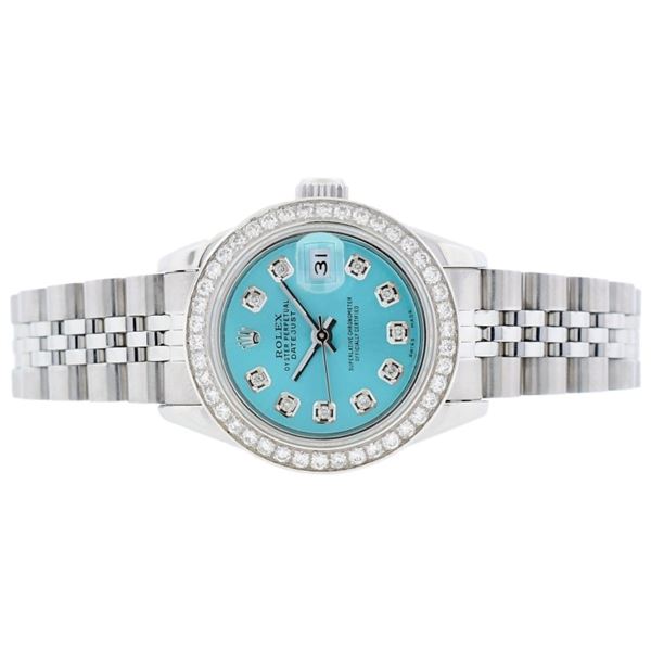 Rolex DateJust SS Tiffany Blue 1.00ct Diam 26 Watc