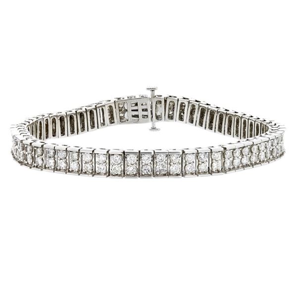 14K White Gold 4.65ctw Diamond Double Row Bracelet