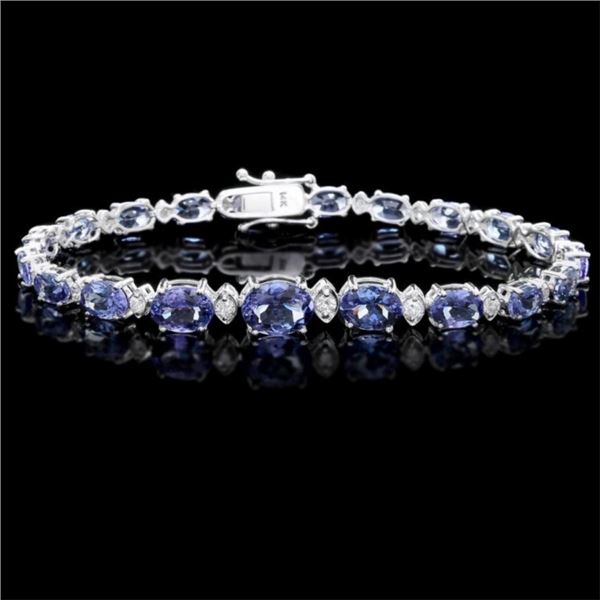 14k Gold 12.00ct Tanzanite & 0.70ct Diamond Bracel