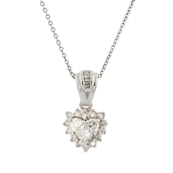 14K White Gold 0.45ctw Diamond Pendant