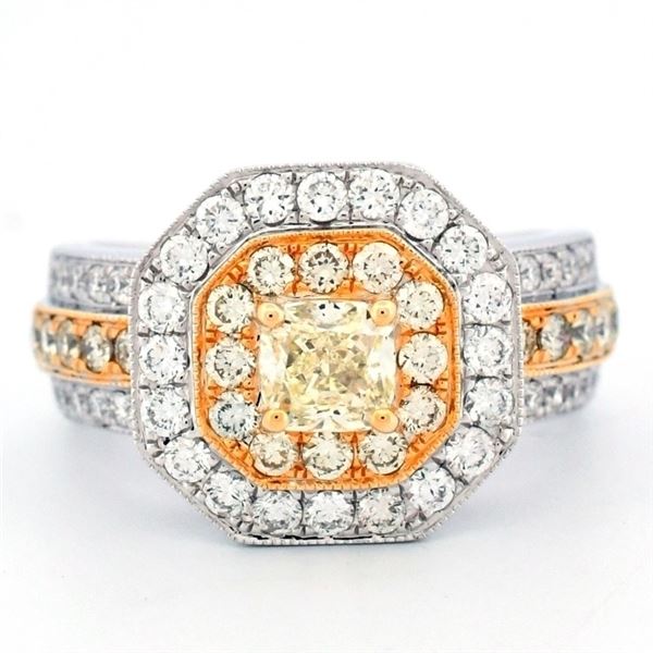 18k Gold 1.70ct Fancy Yellow & White Diamond Ring