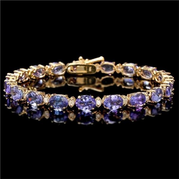 14k Gold 17.00ct Tanzanite & 0.70ct Diamond Bracel