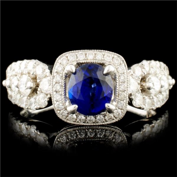 18K Gold 0.90ct Sapphire & 0.90ctw Diamond Ring