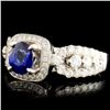 Image 2 : 18K Gold 0.90ct Sapphire & 0.90ctw Diamond Ring