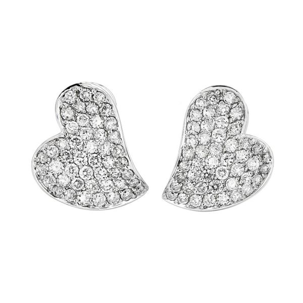 18K White Gold 1.50ctw Diamond Heart Earrigs