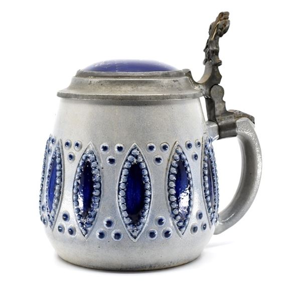 Vintage German Cobalt Stoneware Beer Stein