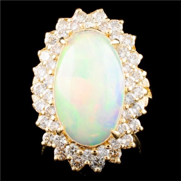 14K Gold 4.55ct Opal & 1.65ctw Diamond Ring
