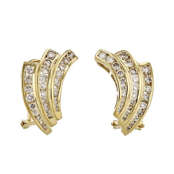 18K Yellow Gold 1.25ctw Diamond Earrings