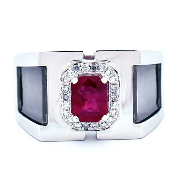 18k Gold 0.97ct Ruby & 0.12ct Diamond Ring