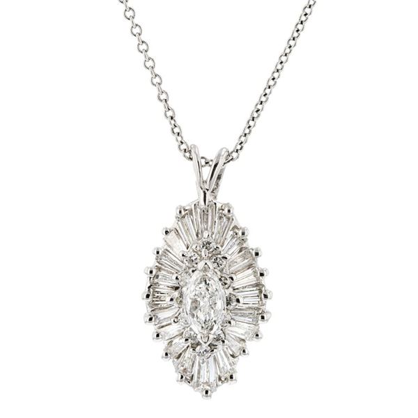 14K White Gold 0.95ctw Diamond Pendant