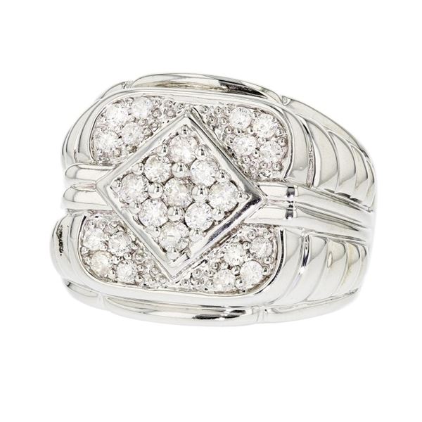14K White Gold 1.10ctw Diamond Gents Ring