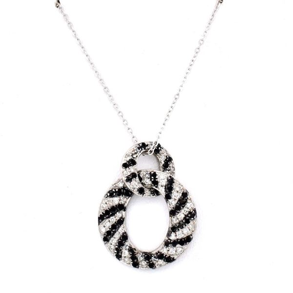 14K White Gold 1.05ct Black & White Diamond Pendat